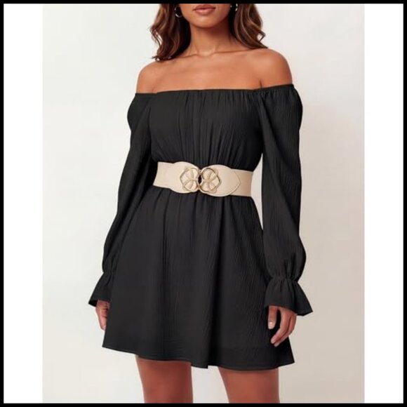 Retro Gold Heart Buckle Cinch Belt Stretch Waistband Vintage Inspired Elegant